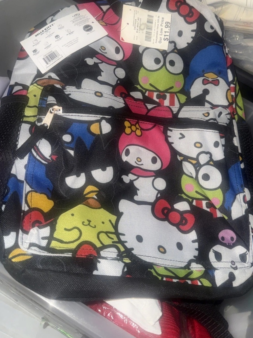 Sanrio Black Multicolor Character Print Backpack